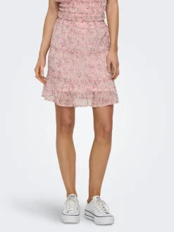 JDYMELLY SKIRT WVN LO peach whip-rose flower