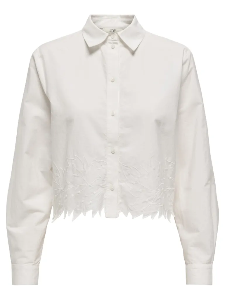 JDYNOLA L/S SHORT SHIRT W. EMB. WVN white