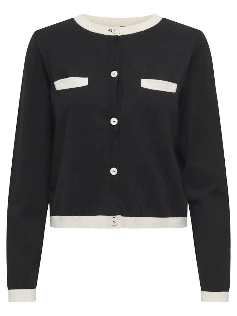 JDYPIPER L/S SHORT CONTRAST CARDI KNT black