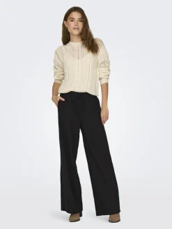 JDYSAY HW LINEN WIDE PANT WVN NOOS black