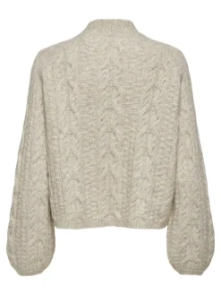 JDYSILJA L/S HN CABLE PULLOVER KNT oatmeal