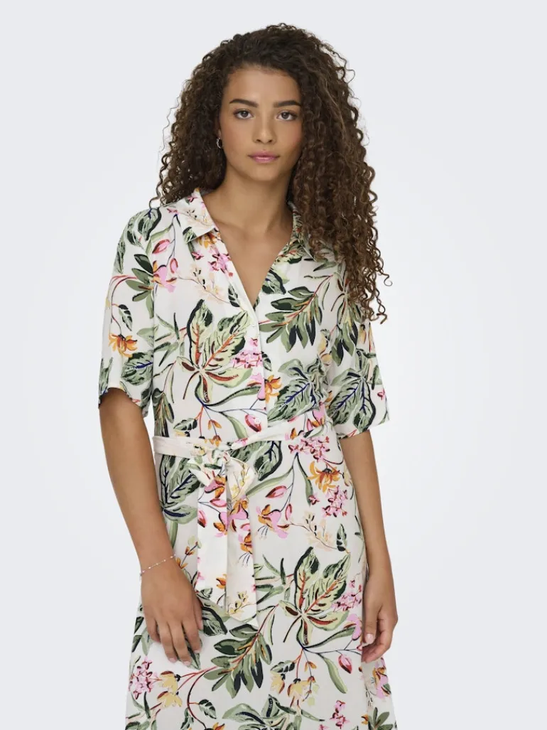 JDYSTARSEZEN LIFE 2/4 MIDIDRESS WVN NOOS cloud dancer