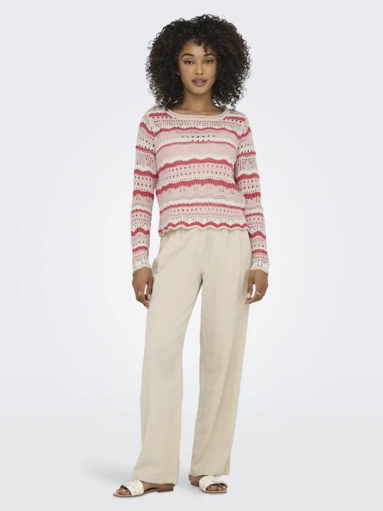JDYSUN LAY L/S BOATNECK PULLOV. KNT NOOS sandshell