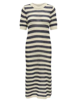 JDYTIKKA IVY 2/4 O-NECK STRIPE DRESS KNT sandshell2
