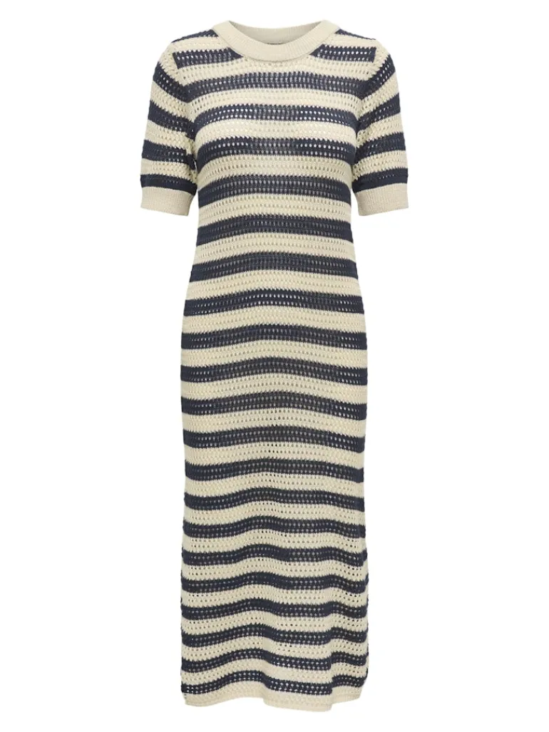 JDYTIKKA IVY 2/4 O-NECK STRIPE DRESS KNT sandshell2