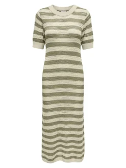 JDYTIKKA IVY 2/4 O-NECK STRIPE DRESS KNT sandshell1