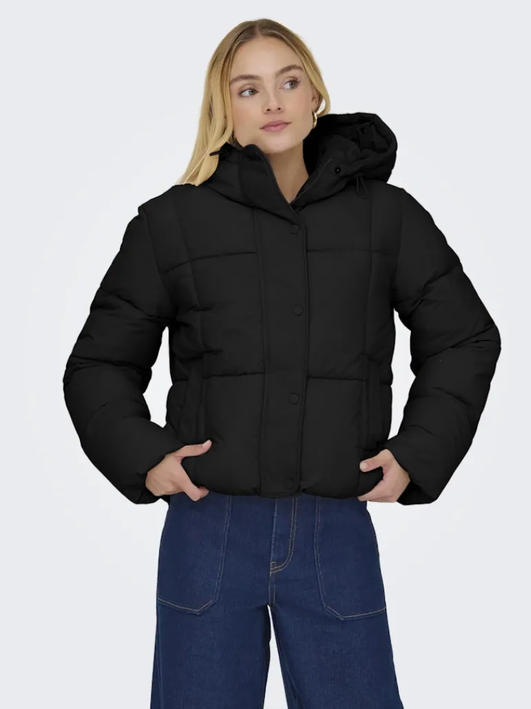 JDYWONDER SHORT HOOD PUFFER OTW SIJ black