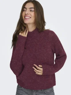 JDYZOEY LIFE L/S HN RAGLAN PUL KNT NOOS maroon banner