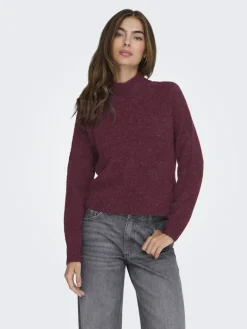JDYZOEY LIFE L/S HN RAGLAN PUL KNT NOOS maroon banner