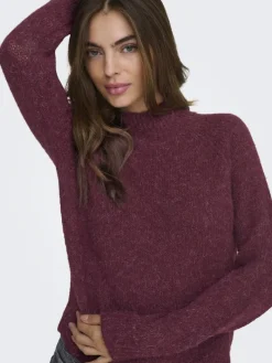 JDYZOEY LIFE L/S HN RAGLAN PUL KNT NOOS maroon banner