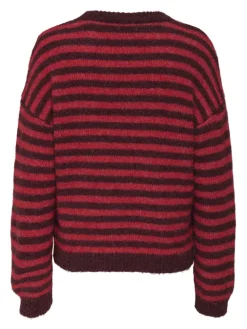 JDYZOEY LIFE L/S ON DROPSH PULL KNT NOOS maroon banner