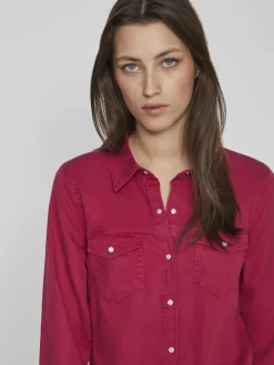 Jeansbluse cerise