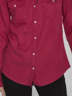 Jeansbluse cerise