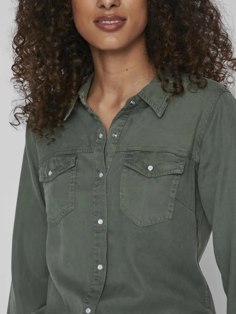Jeansbluse duck green