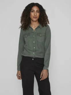 Jeansbluse duck green
