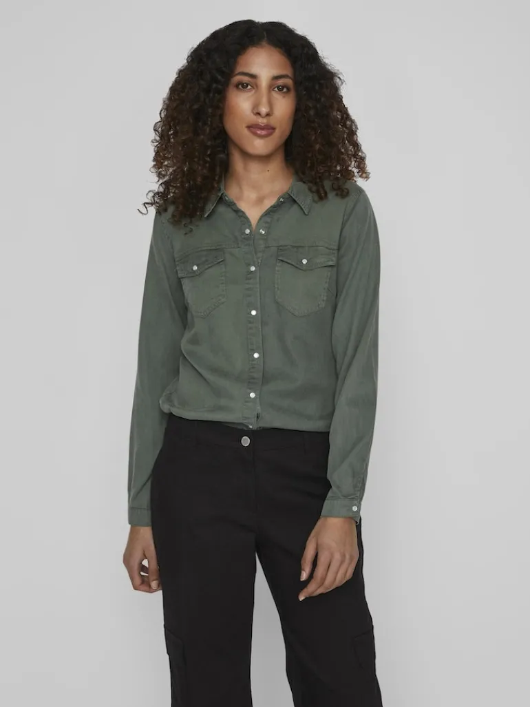 Jeansbluse duck green