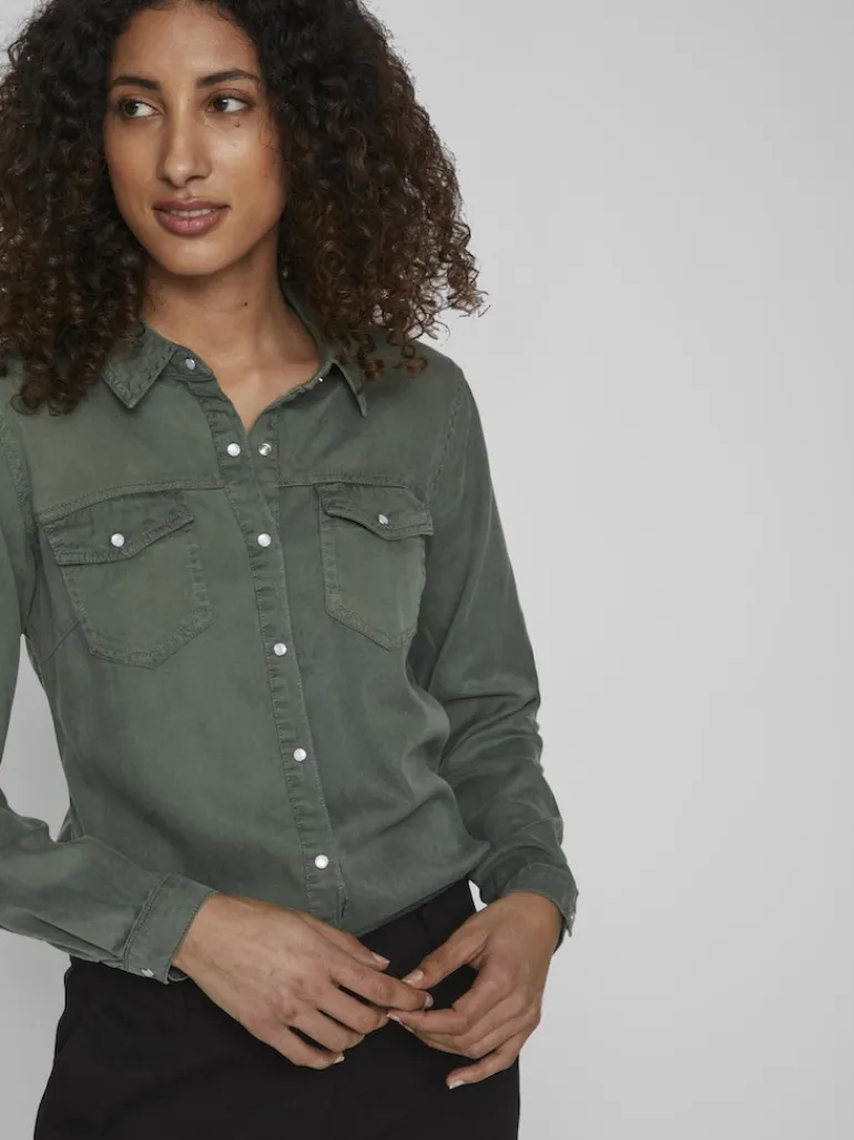 Jeansbluse duck green