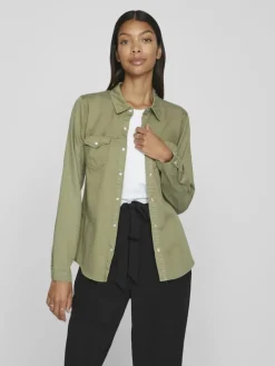 Jeansbluse dunkelgrün2