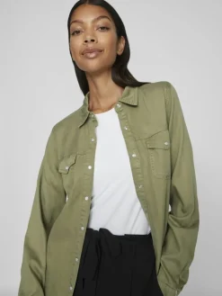 Jeansbluse dunkelgrün2
