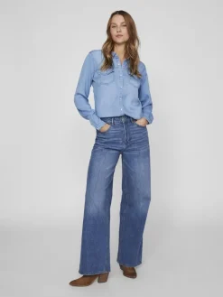 Jeansbluse medium blue denim