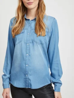 Jeansbluse medium blue denim
