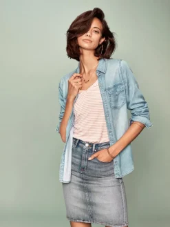 Jeansbluse medium blue denim