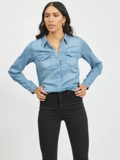 Jeansbluse medium blue denim