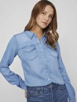 Jeansbluse medium blue denim