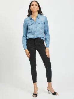 Jeansbluse medium blue denim