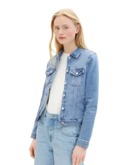 Jeansjacke mit Bio-Baumwolle light stone blue denim