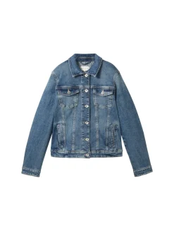 Jeansjacke mit recycelter Baumwolle used dark stone blue denim