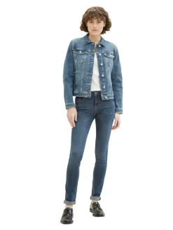Jeansjacke mit recycelter Baumwolle used dark stone blue denim