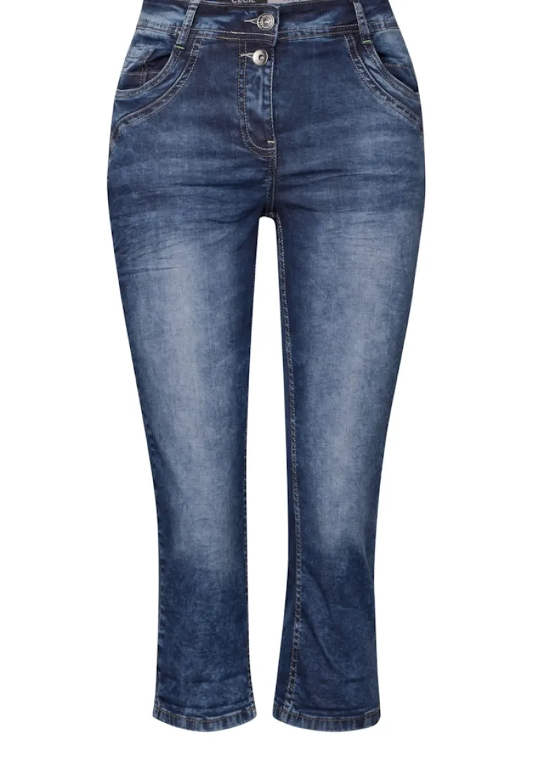 3/4 Jeans mid blue used wash