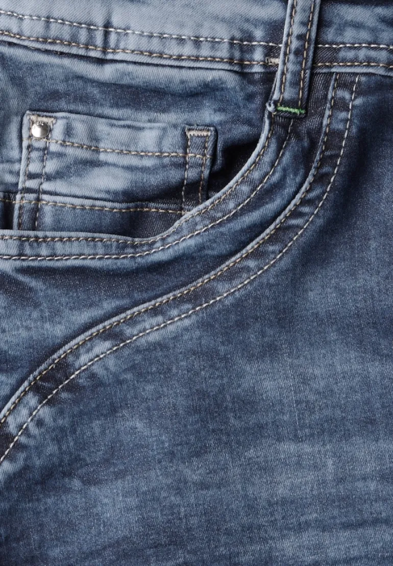 3/4 Jeans mid blue used wash