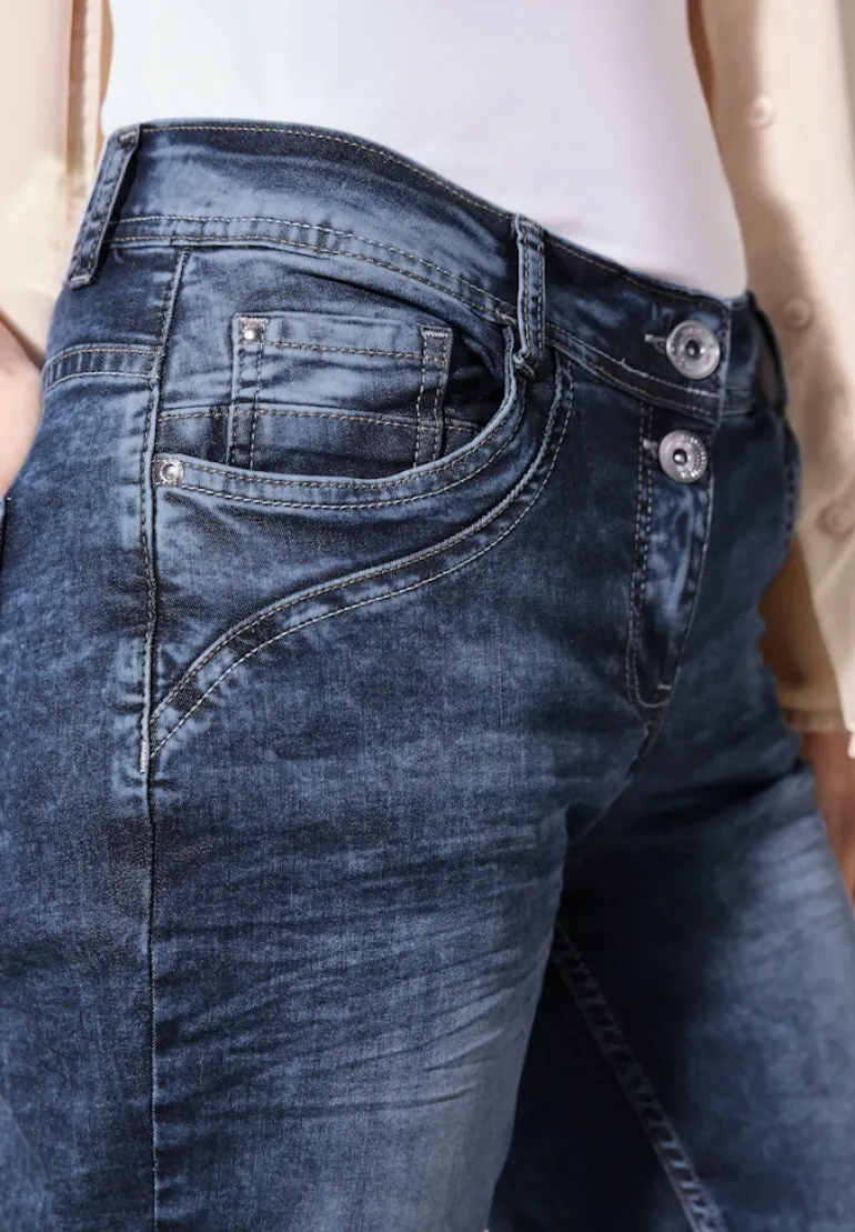 3/4 Jeans mid blue used wash