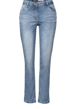 Jeans mit Turn-Up Detail light blue wash