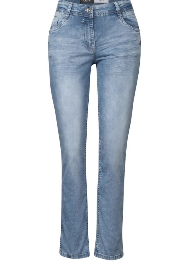 Jeans mit Turn-Up Detail light blue wash