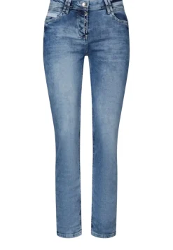 Jeans mit Turn-Up Detail mid blue wash
