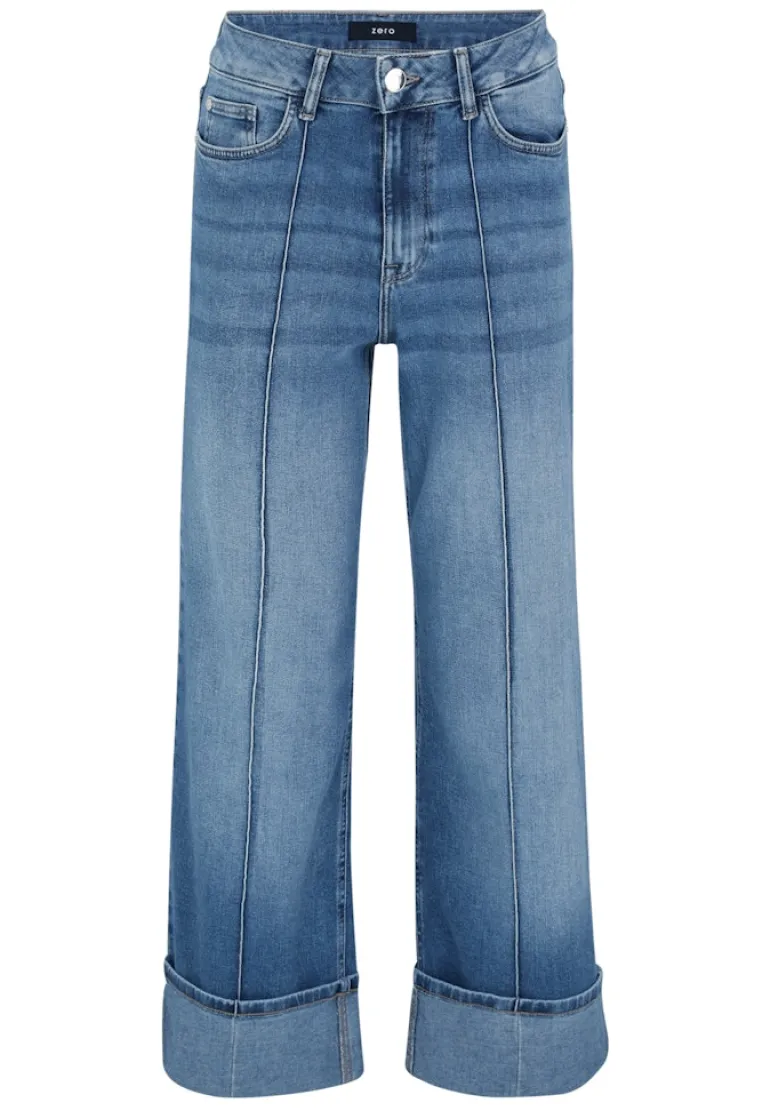 Jeans weites Bein mit Umschlag 28 Inch blue used denim