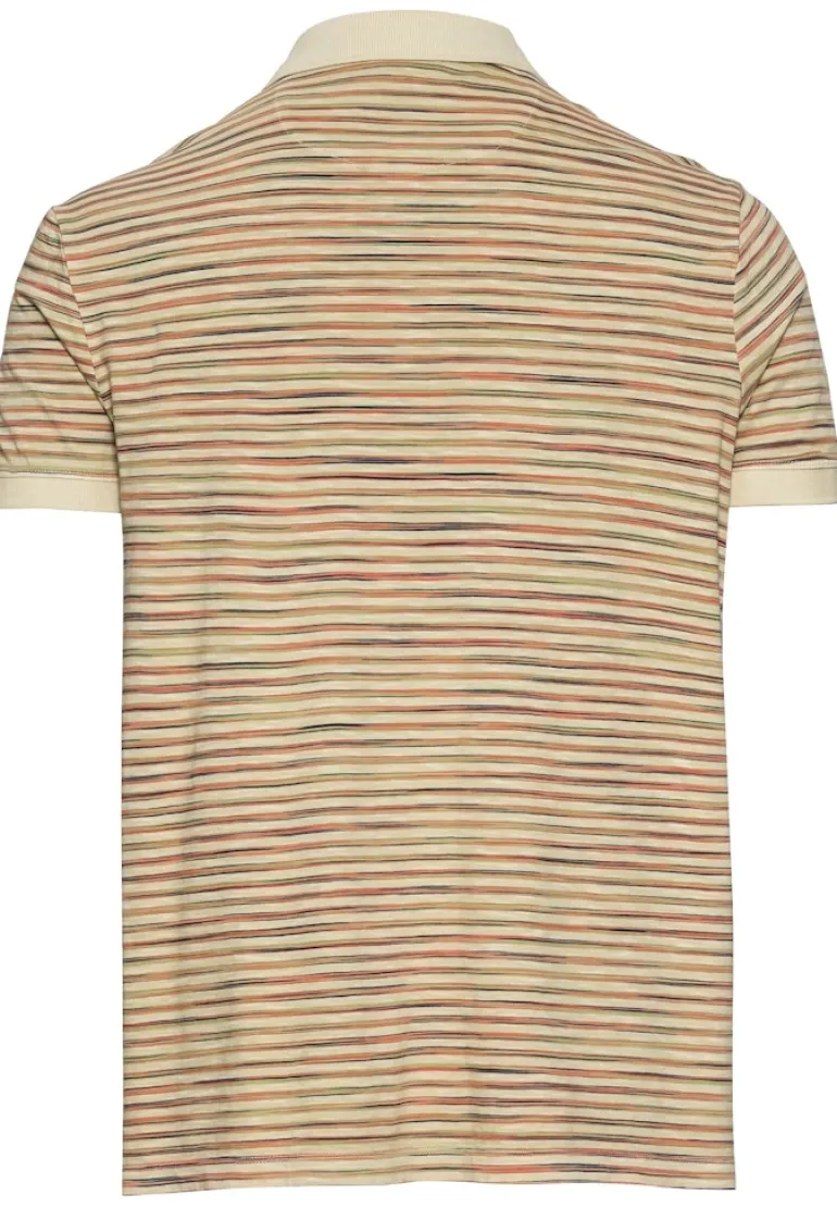 Jersey Poloshirt mit Multicolour-Streifen beige