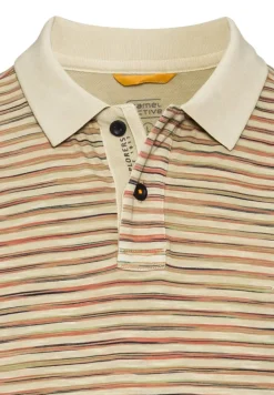 Jersey Poloshirt mit Multicolour-Streifen beige