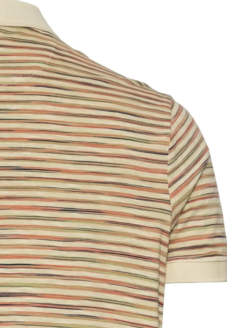 Jersey Poloshirt mit Multicolour-Streifen beige