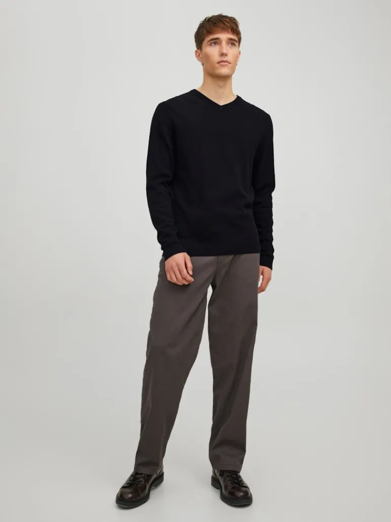 JJEBASIC KNIT V-NECK NOOS black