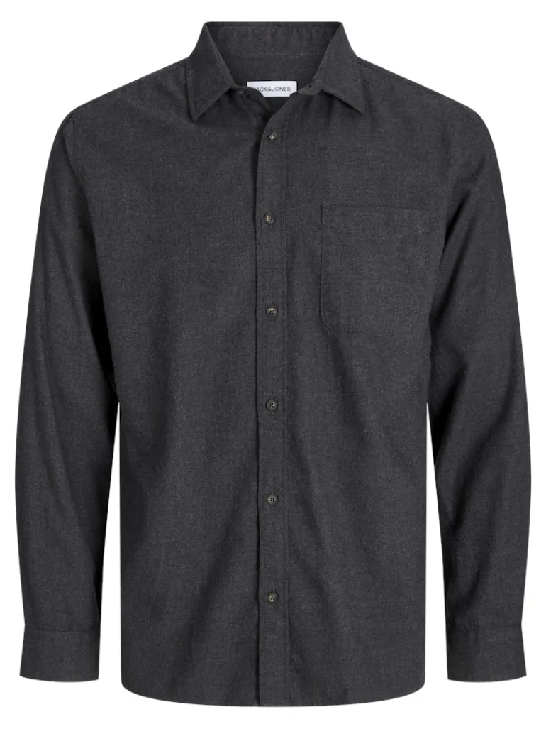 JJECLASSIC MELANGE SHIRT L/S NOOS dark grey melange