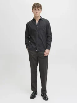 JJECLASSIC MELANGE SHIRT L/S NOOS dark grey melange