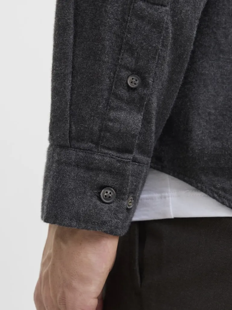 JJECLASSIC MELANGE SHIRT L/S NOOS dark grey melange