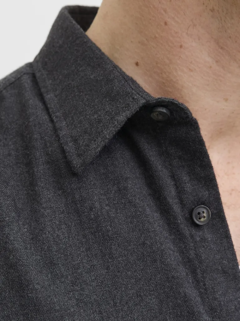 JJECLASSIC MELANGE SHIRT L/S NOOS dark grey melange