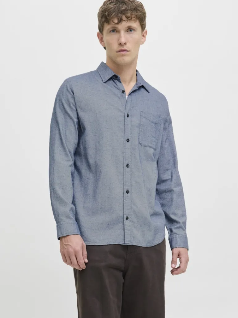 JJECLASSIC MELANGE SHIRT L/S NOOS faded denim