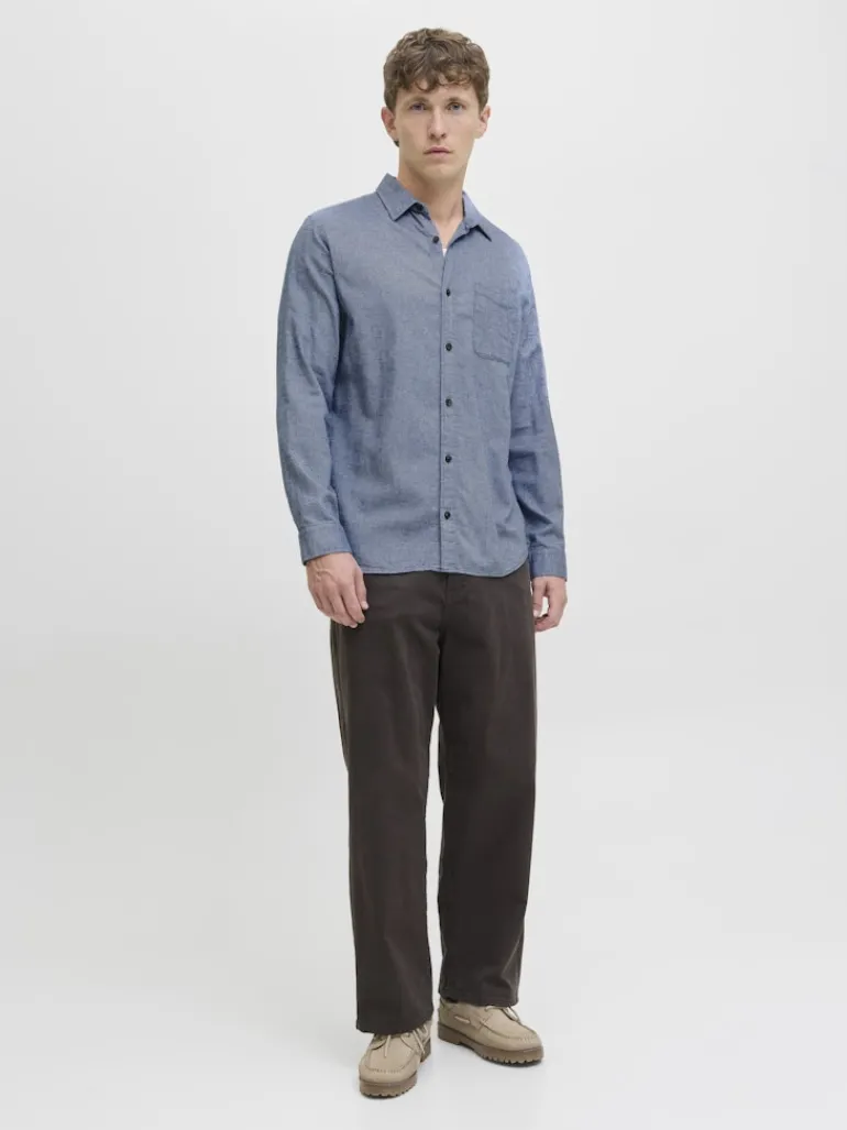 JJECLASSIC MELANGE SHIRT L/S NOOS faded denim