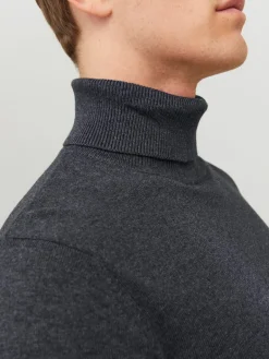JJEEMIL KNIT ROLL NECK NOOS dark grey melange